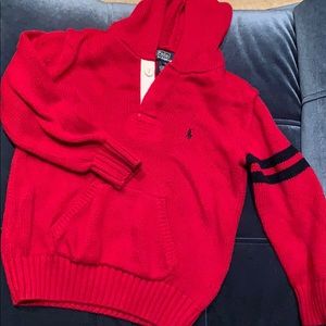 Red polo sweater